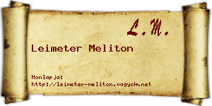 Leimeter Meliton névjegykártya